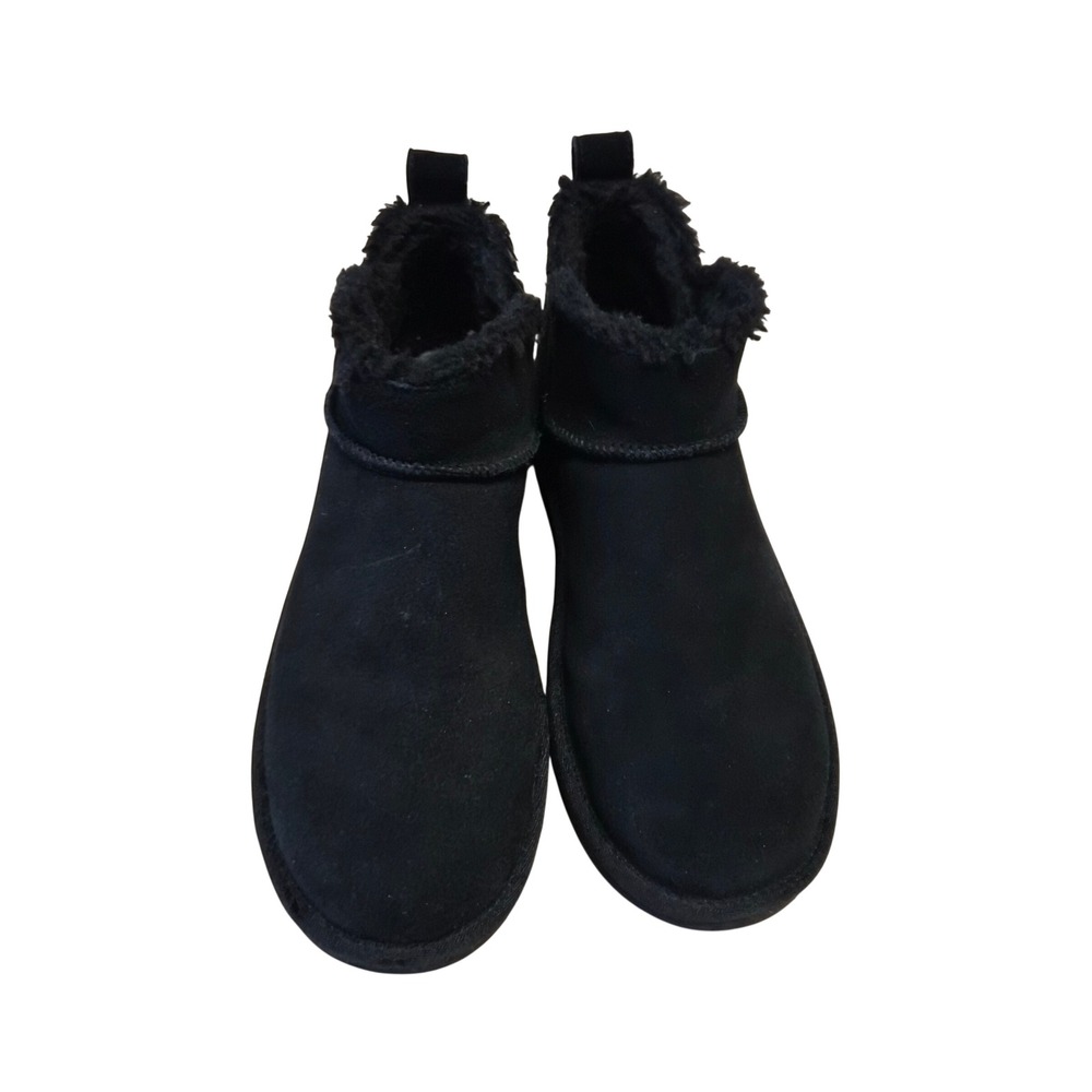 Koolaburra by UGG Victoria Short Black Suede Faux Fur Ankle Boots Womens 5